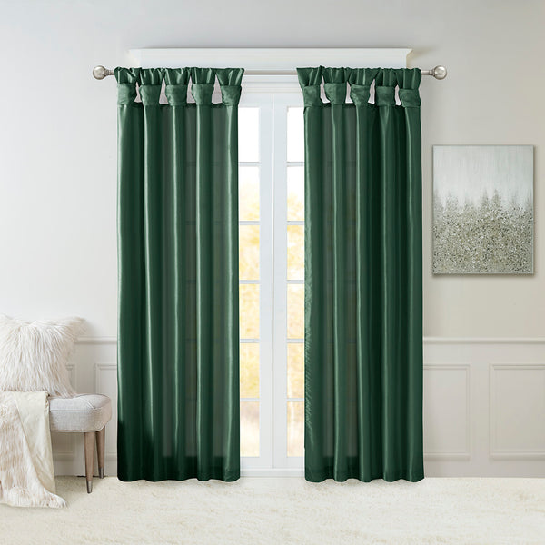 JLA Home Madison Park - Twist Faux Silk Lined Curtain Panel with Twist Tab Top — OEKO‑TEX, Privacy Lining, Luxe Sheen Drapes 84 L x 50 W x 0.13H MP40-8333