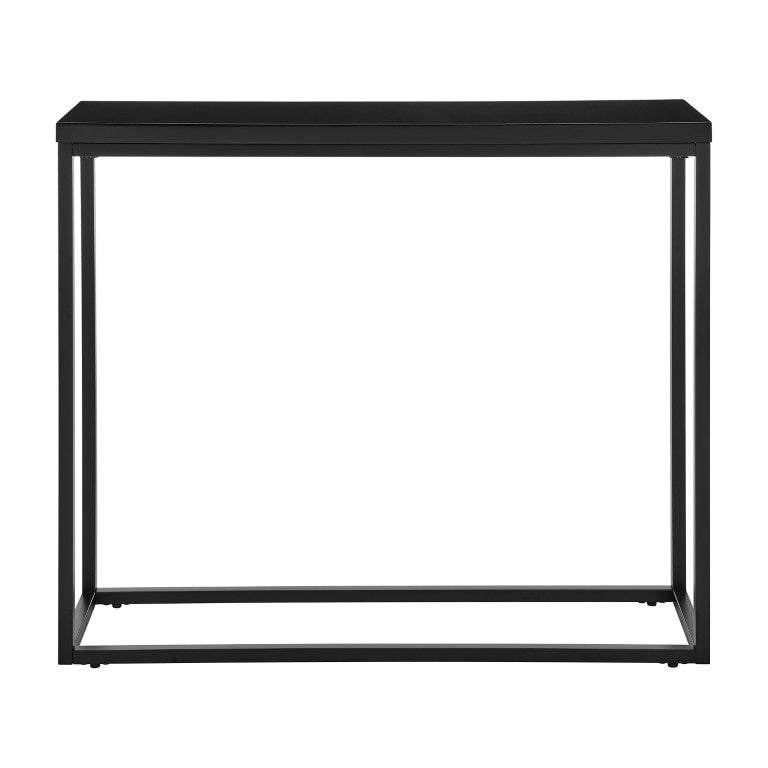 EuroStyle Teresa Lacquer Console Table Glossy Entry Hall Accent with Steel Base High Gloss Black/Matte Black 09911BLK