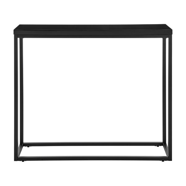 EuroStyle Teresa Lacquer Console Table Glossy Entry Hall Accent with Steel Base High Gloss Black/Matte Black 09911BLK