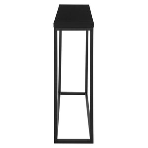 EuroStyle Teresa Lacquer Console Table Glossy Entry Hall Accent with Steel Base High Gloss Black/Matte Black 09911BLK