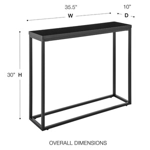 EuroStyle Teresa Lacquer Console Table Glossy Entry Hall Accent with Steel Base High Gloss Black/Matte Black 09911BLK