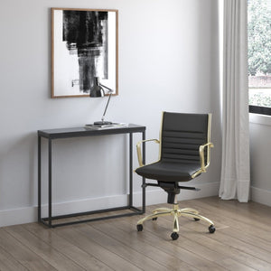 EuroStyle Teresa Lacquer Console Table Glossy Entry Hall Accent with Steel Base High Gloss Black/Matte Black 09911BLK