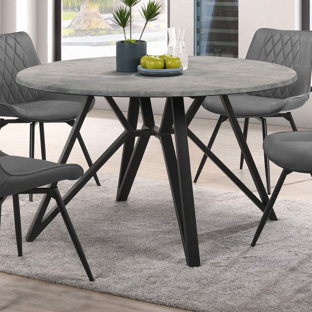 English Elm Royceton Concrete Round Dining Table with Black Iron Legs, 50" Urban Industrial Modern Elegance B062S00861
