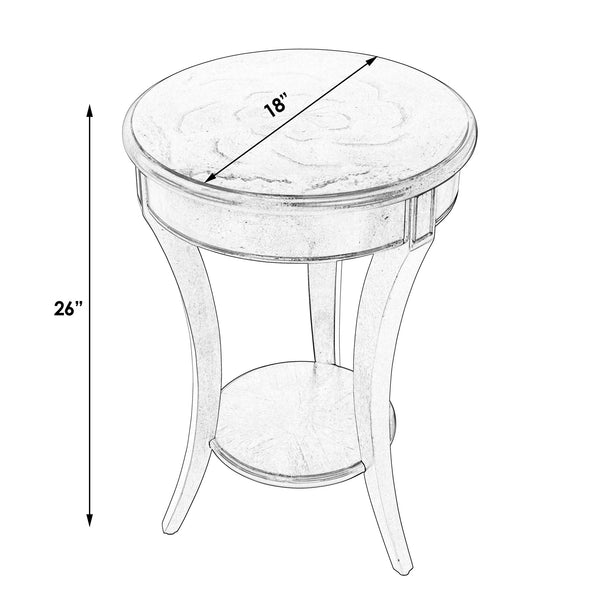 Butler Specialty Holdin Round Wood Side Table With Open Shelf - Elegant Cherry And Walnut Veneer Inlay Design Dark Brown Rubberwood Solids,Mdf,Cherry,Maple And Walnut Veneers 992024-butler