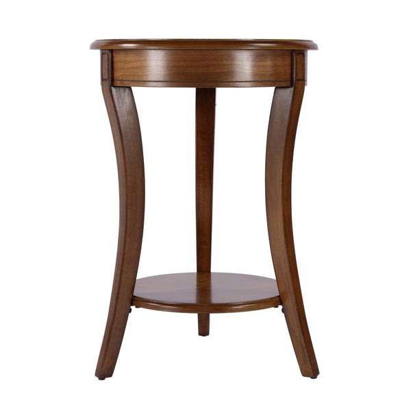Butler Specialty Holdin Round Wood Side Table With Open Shelf - Elegant Cherry And Walnut Veneer Inlay Design Medium Brown Poplar Wood,Mdf,Cherry,Maple,Walnut And Olive Ash Burl Veneers 992101-butler