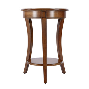 Butler Specialty Holdin Round Wood Side Table With Open Shelf - Elegant Cherry And Walnut Veneer Inlay Design Medium Brown Poplar Wood,Mdf,Cherry,Maple,Walnut And Olive Ash Burl Veneers 992101-butler