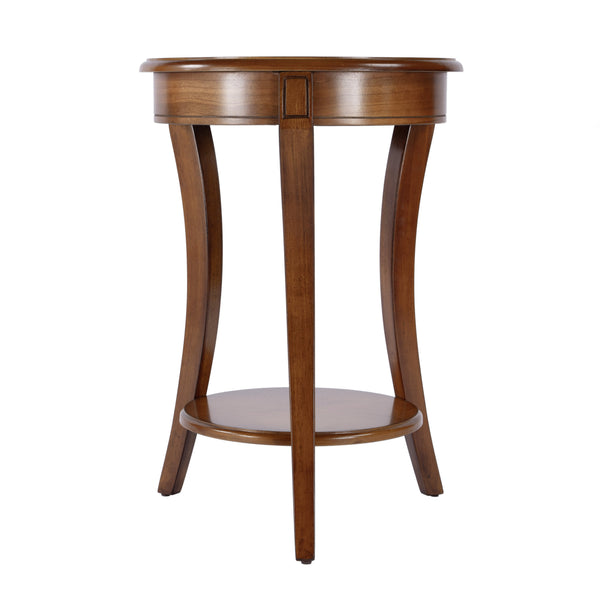 Butler Specialty Holdin Round Wood Side Table With Open Shelf - Elegant Cherry And Walnut Veneer Inlay Design Medium Brown Poplar Wood,Mdf,Cherry,Maple,Walnut And Olive Ash Burl Veneers 992101-butler