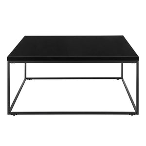 EuroStyle Teresa Square Coffee Table Lacquered Top with Stainless Steel Base for Modern Living High Gloss Black/Matte Black 09921BLK