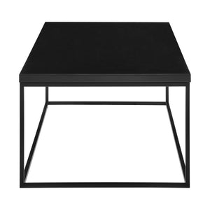 EuroStyle Teresa Square Coffee Table Lacquered Top with Stainless Steel Base for Modern Living High Gloss Black/Matte Black 09921BLK