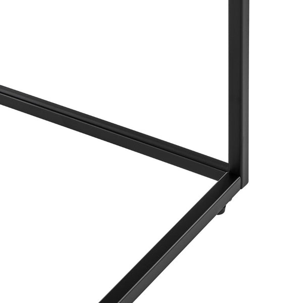 EuroStyle Teresa Square Coffee Table Lacquered Top with Stainless Steel Base for Modern Living High Gloss Black/Matte Black 09921BLK