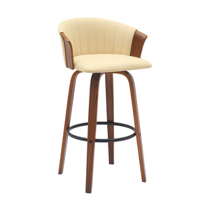 English Elm Diana Mid-century Swivel Barstool Walnut Frame Faux Leather Seat for Kitchen or Home Bar B2736P464833