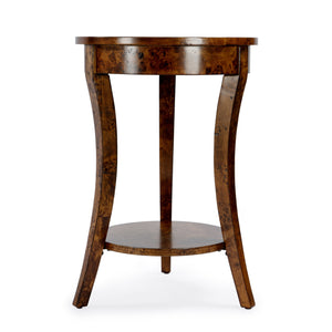 Butler Specialty Holdin Round Wood Side Table With Stylish Lower Shelf For Contemporary Living Spaces, Medium Tone Medium Brown Poplar Solids,Burl Veneer,Mdf 992442-butler