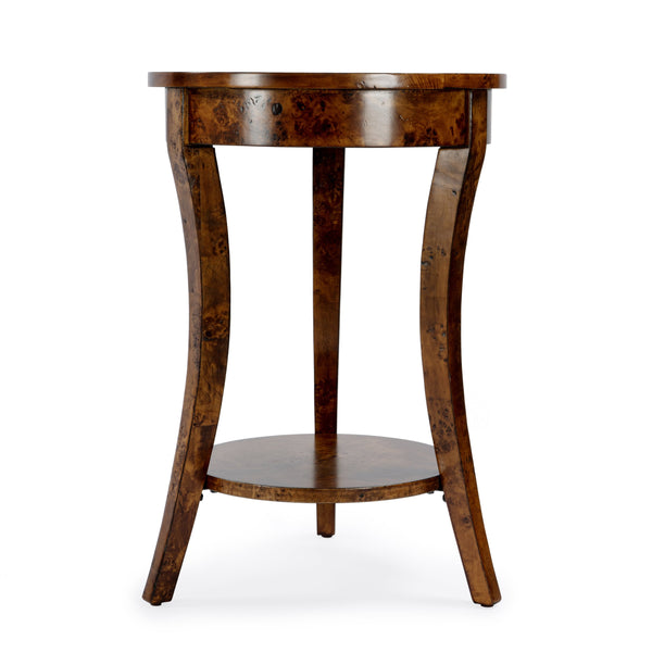 Butler Specialty Holdin Round Wood Side Table With Stylish Lower Shelf For Contemporary Living Spaces, Medium Tone Medium Brown Poplar Solids,Burl Veneer,Mdf 992442-butler