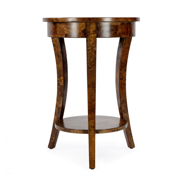 Butler Specialty Holdin Round Wood Side Table With Stylish Lower Shelf For Contemporary Living Spaces, Medium Tone Medium Brown Poplar Solids,Burl Veneer,Mdf 992442-butler
