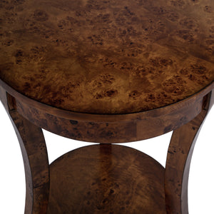 Butler Specialty Holdin Round Wood Side Table With Stylish Lower Shelf For Contemporary Living Spaces, Medium Tone Medium Brown Poplar Solids,Burl Veneer,Mdf 992442-butler