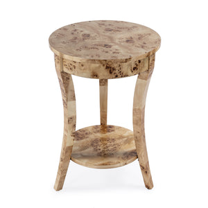Butler Specialty Holdin Round Wood Side Table With Stylish Lower Shelf For Contemporary Living Spaces, Medium Tone Light Brown Poplar Solids,Burl Veneer,Mdf 992443-butler