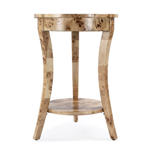 Butler Specialty Holdin Round Wood Side Table With Stylish Lower Shelf For Contemporary Living Spaces, Medium Tone Light Brown Poplar Solids,Burl Veneer,Mdf 992443-butler