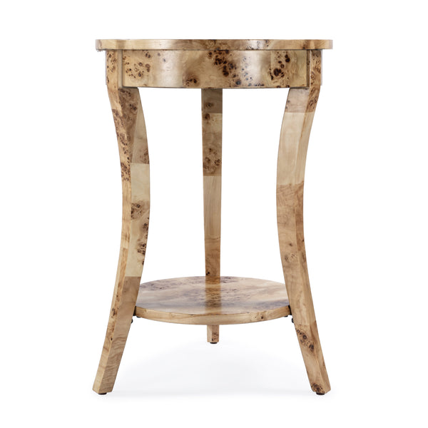 Butler Specialty Holdin Round Wood Side Table With Stylish Lower Shelf For Contemporary Living Spaces, Medium Tone Light Brown Poplar Solids,Burl Veneer,Mdf 992443-butler