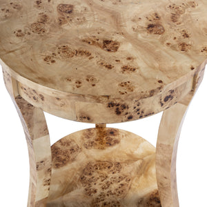 Butler Specialty Holdin Round Wood Side Table With Stylish Lower Shelf For Contemporary Living Spaces, Medium Tone Light Brown Poplar Solids,Burl Veneer,Mdf 992443-butler