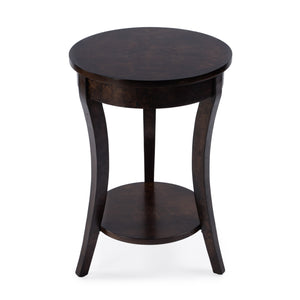 Butler Specialty Holdin Round Wood Side Table With Stylish Lower Shelf For Contemporary Living Spaces, Medium Tone Dark Brown Poplar Solids,Burl Veneer,Mdf 992446-butler