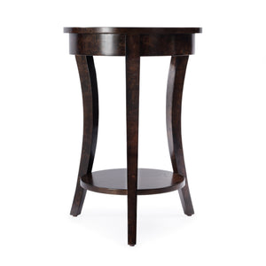 Butler Specialty Holdin Round Wood Side Table With Stylish Lower Shelf For Contemporary Living Spaces, Medium Tone Dark Brown Poplar Solids,Burl Veneer,Mdf 992446-butler