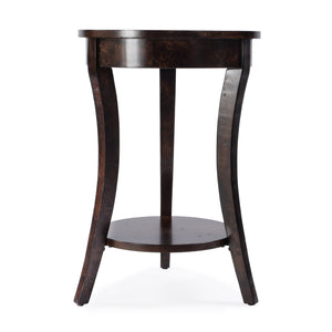 Butler Specialty Holdin Round Wood Side Table With Stylish Lower Shelf For Contemporary Living Spaces, Medium Tone Dark Brown Poplar Solids,Burl Veneer,Mdf 992446-butler