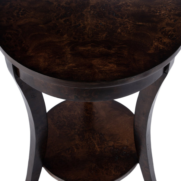 Butler Specialty Holdin Round Wood Side Table With Stylish Lower Shelf For Contemporary Living Spaces, Medium Tone Dark Brown Poplar Solids,Burl Veneer,Mdf 992446-butler