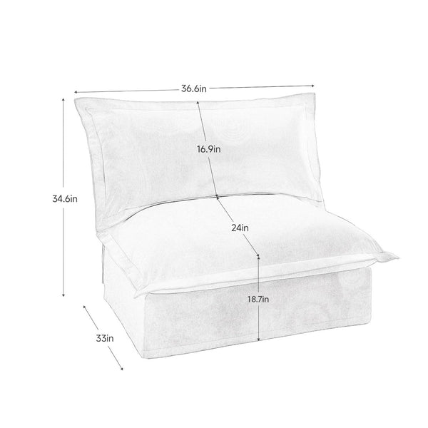 English Elm Koala Armless Chenille Sofa Deep Seat High Back Wrap Pillow Living Room Couch W3041P281160