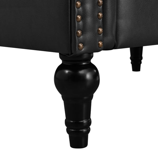 English Elm Sectional Chesterfield Sofa with Tufted Back Nailhead Trim Pu Leather 5 Seat Living Room Black W680S00112