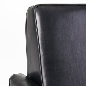 English Elm Christopher Knight Home® - Black Black Fax Leather Push Back Chair — Ergonomic PU Leather Recliner, Plush Padding, Durable Frame 52422.00PUBLK