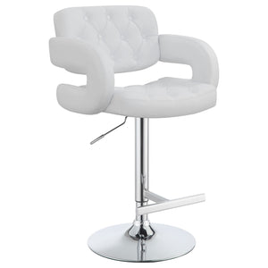 English Elm Brandi Upholstered White Adjustable Bar Stool with Chrome Pedestal, Plush Leatherette Comfort, Height-Adjustable Elegance B062P344930