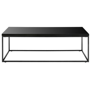 EuroStyle Teresa Rectangular Lacquered Top Coffee Table with Sleek Stainless Steel Base High Gloss Black/Matte Black 09941BLK