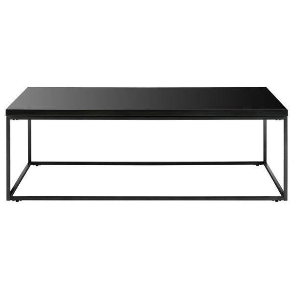 EuroStyle Teresa Rectangular Lacquered Top Coffee Table with Sleek Stainless Steel Base High Gloss Black/Matte Black 09941BLK