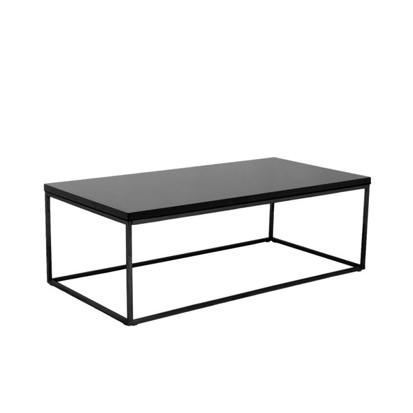 EuroStyle Teresa Rectangular Lacquered Top Coffee Table with Sleek Stainless Steel Base High Gloss Black/Matte Black 09941BLK