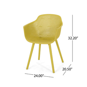 English Elm Lotus Outdoor Dining Chairs Set of 2 with Diamond Perforated Weather Resistant Design Yellow N776P417868Y