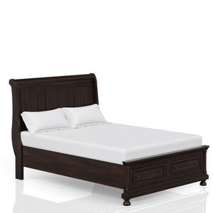 English Elm Dark Solid Wood Storage Bed with Cherry Finish, Two Under-Bed Drawers, Sturdy Transitional Design Dark Cherry King B2699S00008