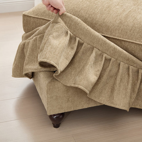 English Elm Elegant Mid Century 4-Seater Sofa Couch With Removable Pleat Skirts, Flared Arms & Cozy Chenille Design W3041S00249