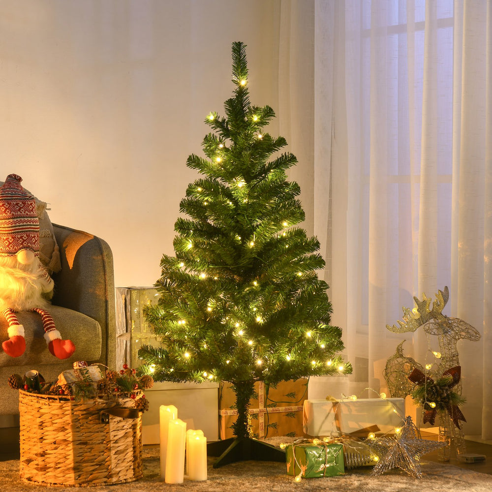 English Elm Homcom 4Ft Prelit Artificial Christmas Tree With 208 Branches & 100 Led Lights For Small Spaces W2225P249674