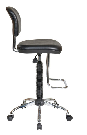 OSP Home Furnishings Chrome Ergonomic Stool with Vinyl Seat Adjustable Height Swivel and Teardrop Footrest Support DC420V-3