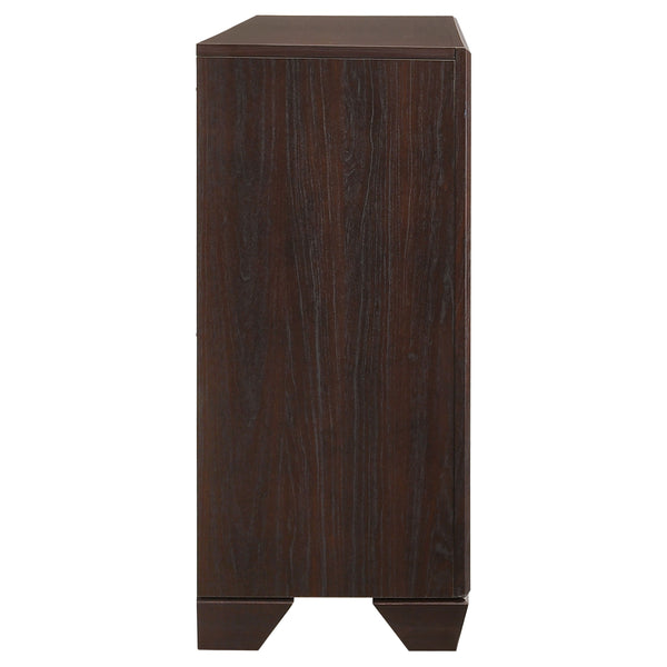 English Elm Harrison Mid-Century 6-Drawer Dresser in Dark Cocoa Finish with Tapered Legs, Sleek Black-Trim Accents Dark Brown B062P378457