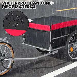 English Elm Foldable Bike Cargo Trailer with 20 Inch Tires Steel Frame and Weatherproof Oxford Cover Red W2932P405183