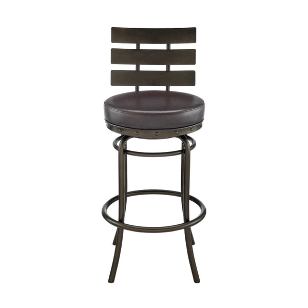 English Elm Tatyana Swivel Barstool Faux Leather Seat Mocha Frame for Kitchen or Home Bar B2736P464849