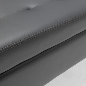 English Elm Storage Bench Dark Grey PU Leather Ottoman with 7.8" Hidden Compartment, Solid Wood Legs, 300lb Capacity W2200P152168