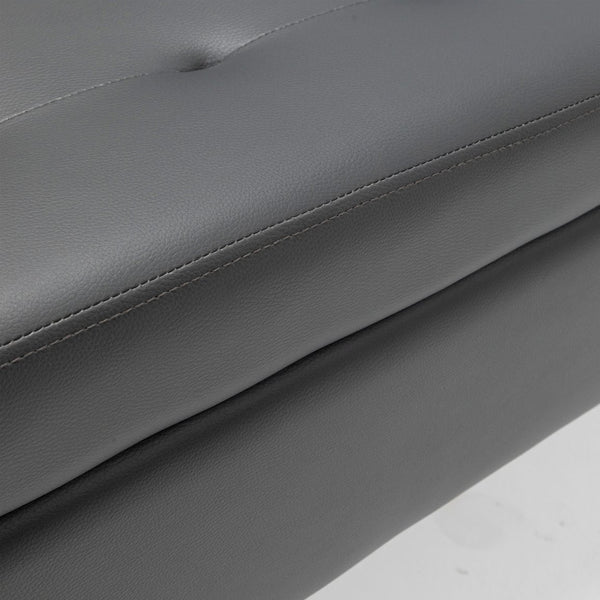 English Elm Storage Bench Dark Grey PU Leather Ottoman with 7.8" Hidden Compartment, Solid Wood Legs, 300lb Capacity W2200P152168