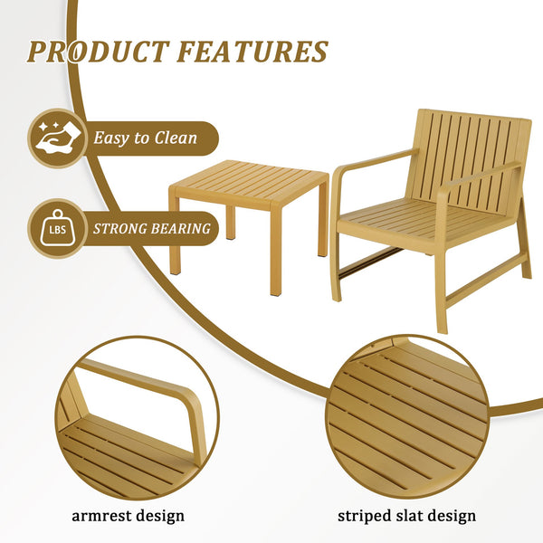 English Elm 2-Piece Indoor/Outdoor Furniture Set - Ergonomic, Waterproof, Easy-Clean Patio Chairs & Table In Yellow W3450P323305