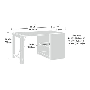 English Elm Desk, Modern Brown Finish With Adjustable Bookshelf - Perfect For Home Office & Study Spaces B356P402584