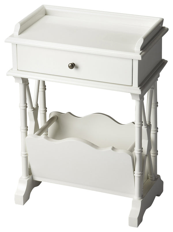 Butler Specialty Cummings Elegant Rectangular Wood End Table With Drawer And Magazine Storage For Modern Living Spaces White Poplar Hardwood Solids,Birch Veneer,Mdf 999304-butler