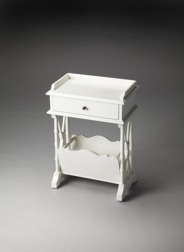 Butler Specialty Cummings Elegant Rectangular Wood End Table With Drawer And Magazine Storage For Modern Living Spaces White Poplar Hardwood Solids,Birch Veneer,Mdf 999304-butler