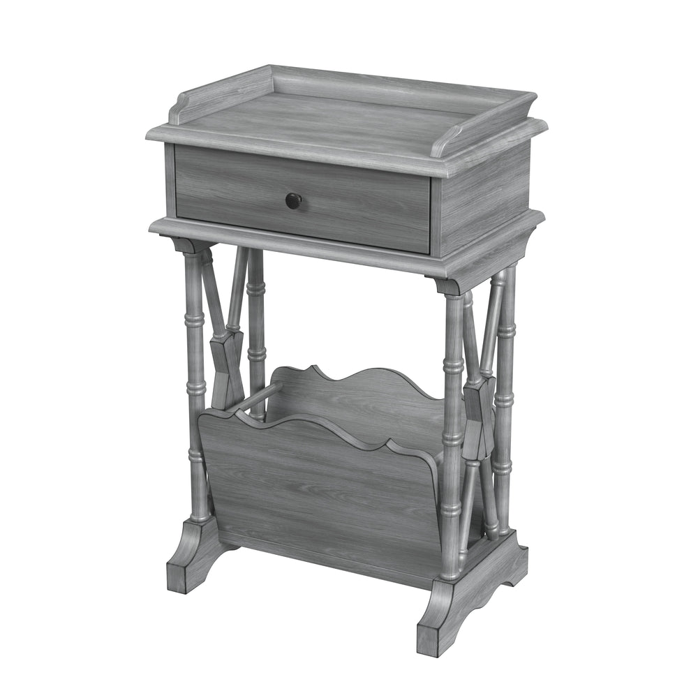 Butler Specialty Cummings Elegant Rectangular Wood End Table With Drawer And Magazine Storage For Stylish Living Gray Poplar Hardwood Solids,Birch Veneer,Mdf 999418-butler