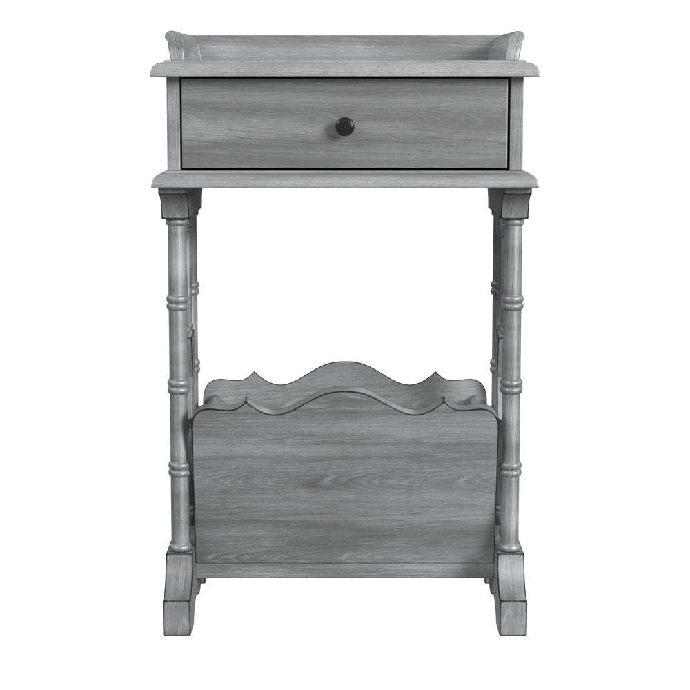 Butler Specialty Cummings Elegant Rectangular Wood End Table With Drawer And Magazine Storage For Stylish Living Gray Poplar Hardwood Solids,Birch Veneer,Mdf 999418-butler
